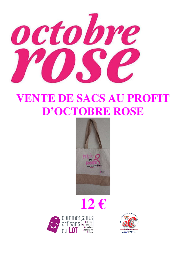 Vente de sacs au profit d'Octobre Rose