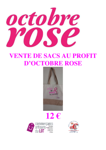 Vente de sacs au profit d'Octobre Rose